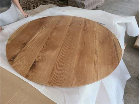 Masif Beyaz Meşe Yuvarlak Yemek Odası Masa Üstü